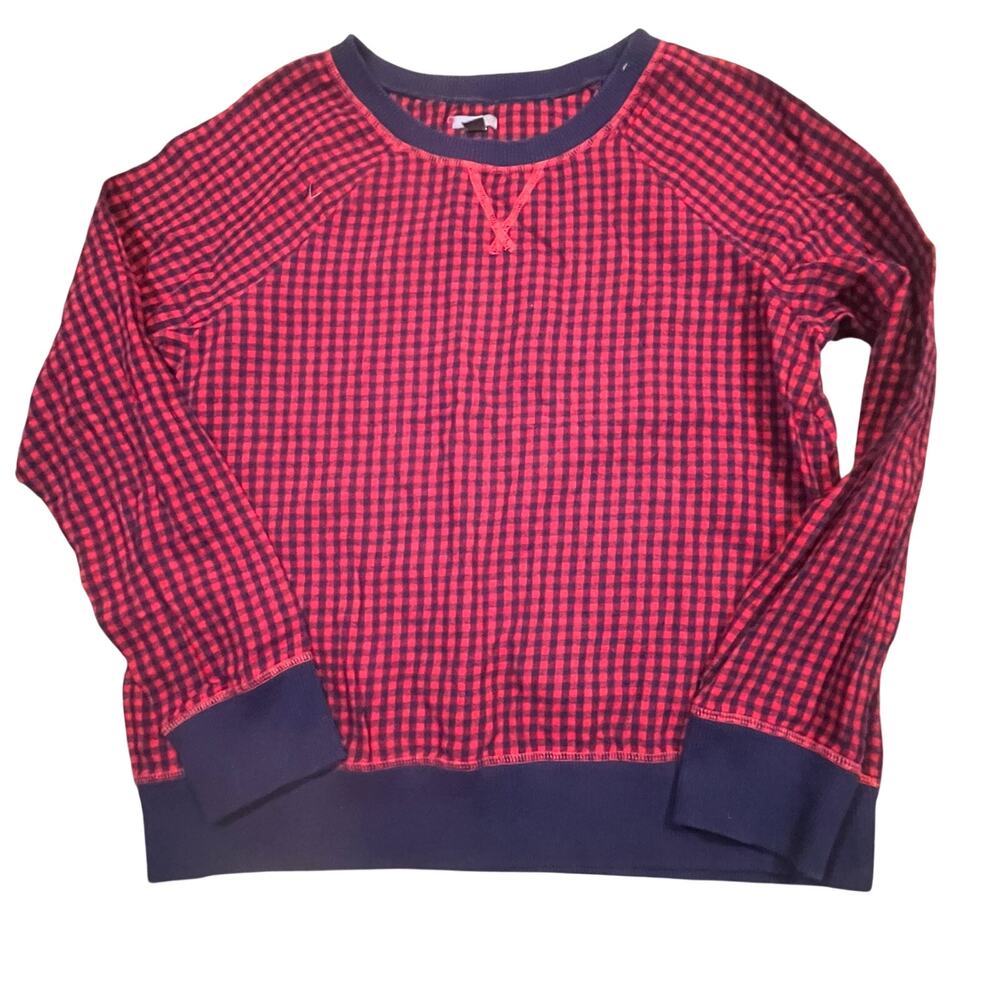 Aerie Red Black Buffalo Plaid Sweatshirt Womens Medium Cozy Lounge Top Pajamas